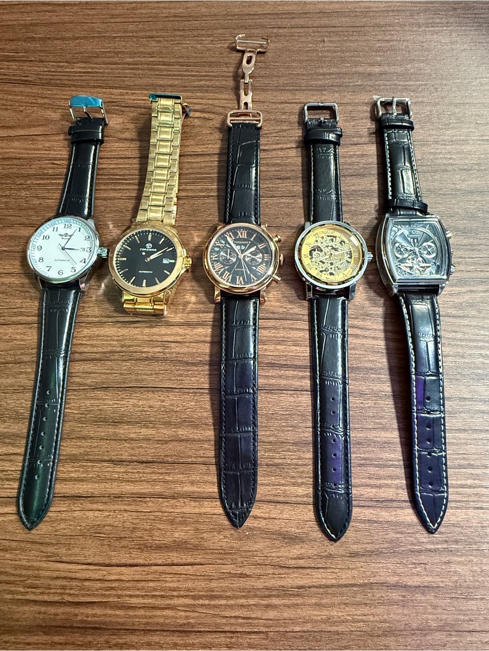 Lot of 5 New Men’s Watches – Mixed Styles & Brands – Automatic / Fashion Watches